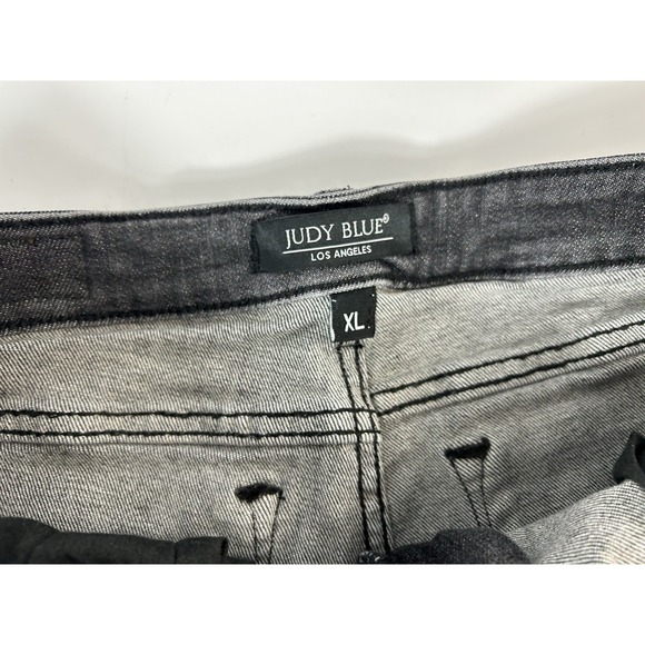 Judy Blue Black Denim Cut Off Shorts Size XL JB150004 Distressed Mid Rise Women - Picture 3 of 6